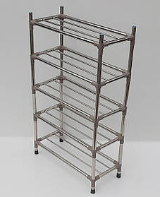Д 59*Ш 24,5*В 92 см. Полиця для взуття металева посилена на 5 ярусів