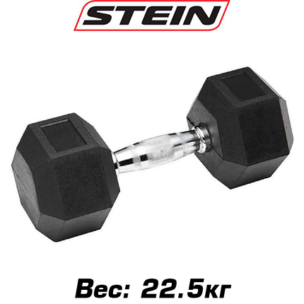 Гантель нерозбірна сталева гантель професійна гумова шестигранна гексагональна Stein 22.5 кг, фото 1