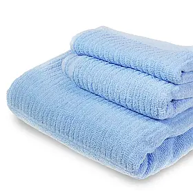 Набір рушників Supretto 3 шт, рушники для ванної бавовна, Блакитний