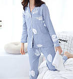 Жіноча піжама з бавовни, піжамний комплект сорочка і штани, розмір L, Сірий, фото 2