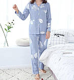 Жіноча піжама з бавовни, піжамний комплект сорочка і штани, розмір L, Сірий, фото 4