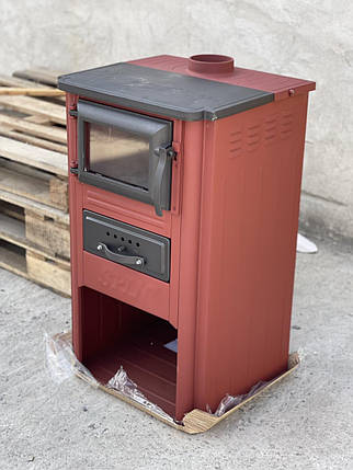 Чавунна піч SPIN Plamena червона на дровах, фото 2