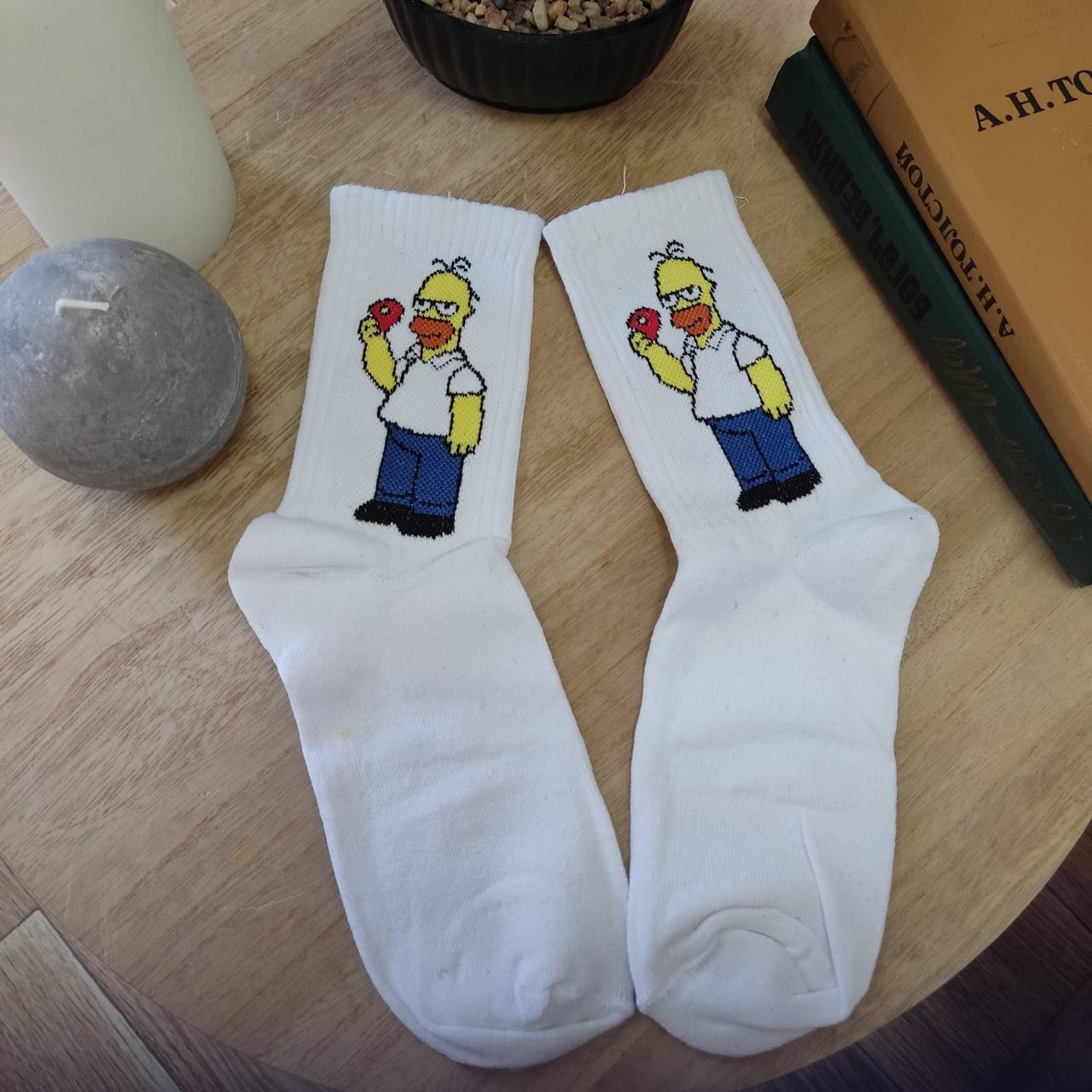 Шкарпетки жіночі білі з принтом "Гомер Сімпсон" (розмір 36-40)