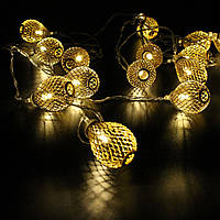 Новогодняя гирлянда шарики золотые 20 LED Xmas - Теплый белый, светодиодная гирлянда 4м (лед гірлянда) (ТОП)