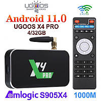 TV-Приставка Ugoos X4 Pro 4/32GB S905X4 Android 11 (Smart TV BOX, Андроид СмартТВ Приставка, Андроїд тв бокс)