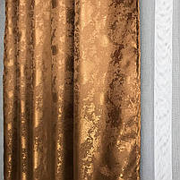 Стильні однотонні штори жакард "пісок" ALBO Кавові, модні портьєри у вітальню, спальню, фото 5