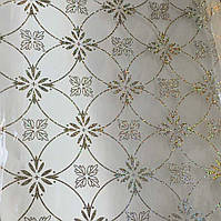 Клейонка на стіл силіконова ущільнена без основи Золотий орнамент прозорий 1,4 х 1м (100-214), Прозорий,