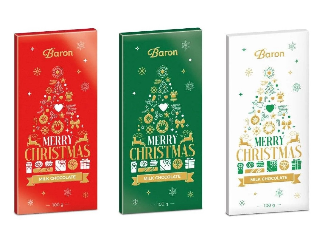 Шоколад Молочний Baron Milk Chocolate Merry Christmas 100 г Польща