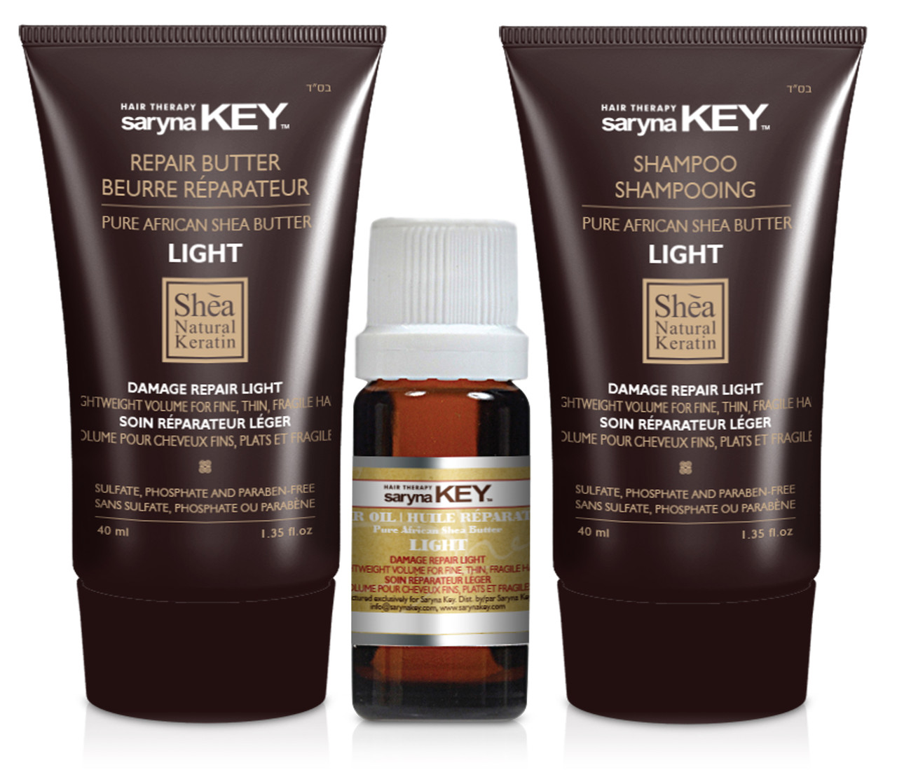 Saryna Key Набір для відновлення волосся полегшена формула Damage repair Light (шампунь 40мл, маска 40мл, олія 10мл)