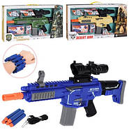 Автомат 49см,м'які кулі,звук,світ.,на бат-ці,в кор-ці,52,5х27х5см,3вида №M-D-P033(24)