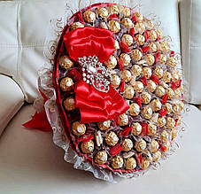 Букет із цукерок Великий Ferrero Rocher Королівська розкіш червоний XL