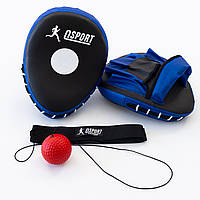 Боксерський набір Тренажер fight ball (файт бол) м'ячик для боксу + лапи боксерські OSPORT BoxSet №1 (n-0025)