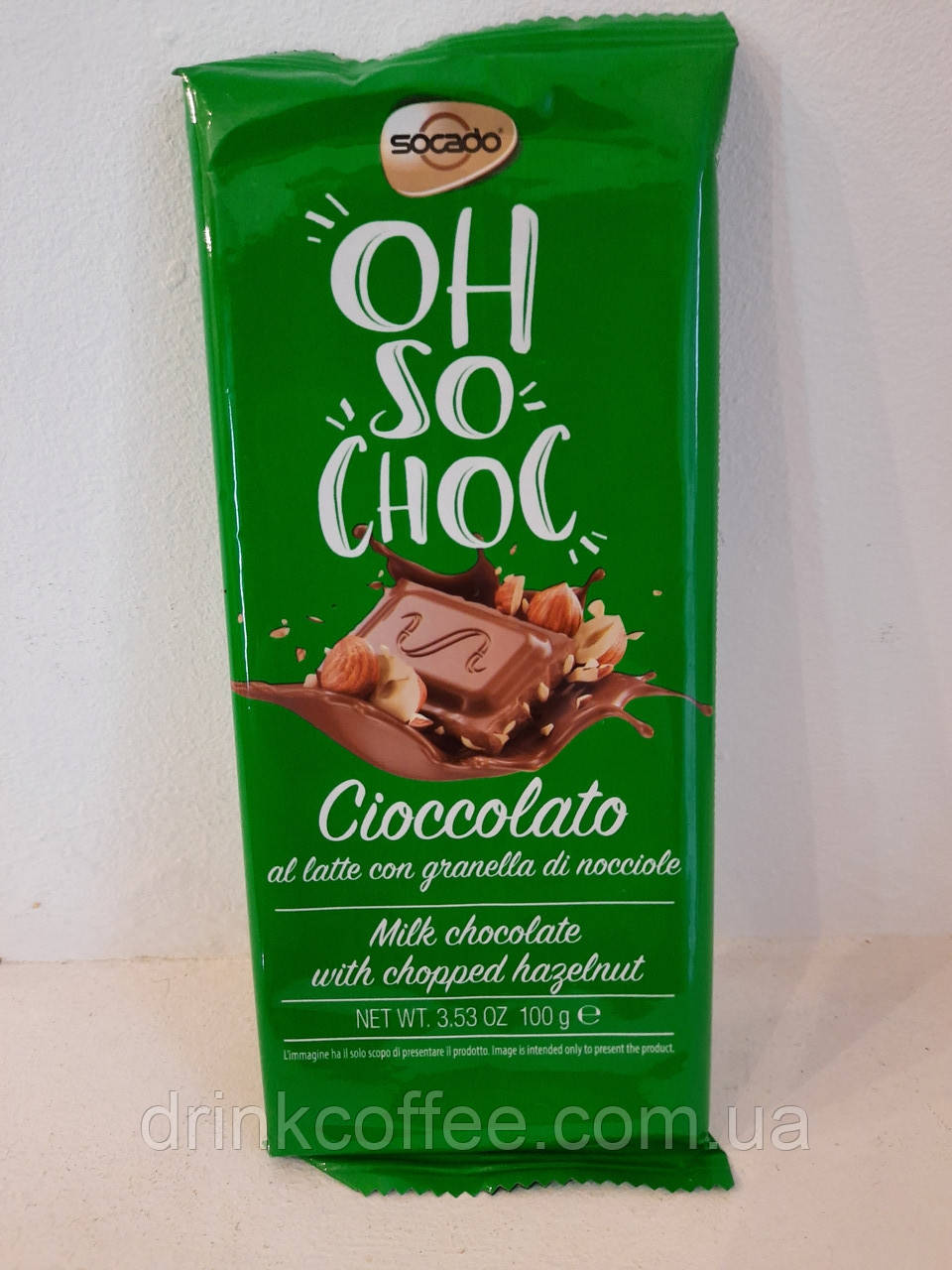 Шоколад Milk chocolate Socado Cioccolato al latte con granella di nocciole какао-бобові 30% Італія 100g