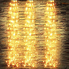 Гірлянда "Кінський хвіст" 200 LED-ламп, 10 ниток по 2,0 м світлова завіса на ялинку, теплий колір