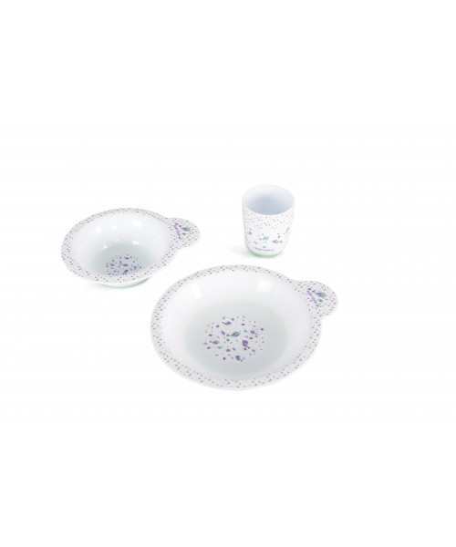 Набір посуду Baby team білий тарілка мілка тарілка глибока чашка від 6 місяців