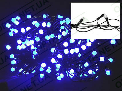 Гірлянда кругла матова лампа 200LED (синій) LED200B-10 (чорний дріт)
