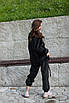 Чорний теплий брючний велюровий костюм оверсайз, фото 8