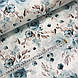 Тканина поплін аквамаринові квіти з бежевими гілочками на білому (ТУРЕЧЧИНА шир. 2,4 м G), фото 3
