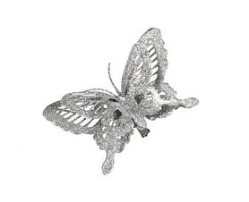 Декоративна прикраса кліпса "Метелик сріблястий"