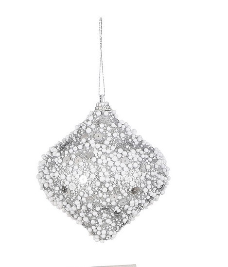 Ялинкова іграшка новорічна куля House of Seasons 8х8,5 см, декоративна прикраса на ялинку, Сріблястий, фото 1