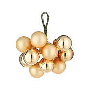 Елочные стеклянные шарики-гроздья House of Seasons, пучок шариков на проволоке, Золотой
