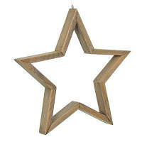 Новогоднее деревянное елочное украшение Звезда 33 см Jumi, игрушка на елку из дерева, Коричневый