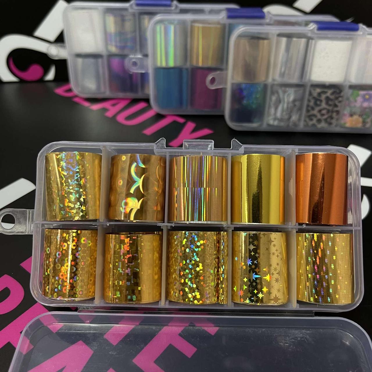 Набір золотої фольги для дизайну нігтів 10 шт