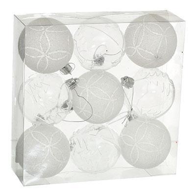 Набір кульок з візерунком, 9шт., 6 см., білий