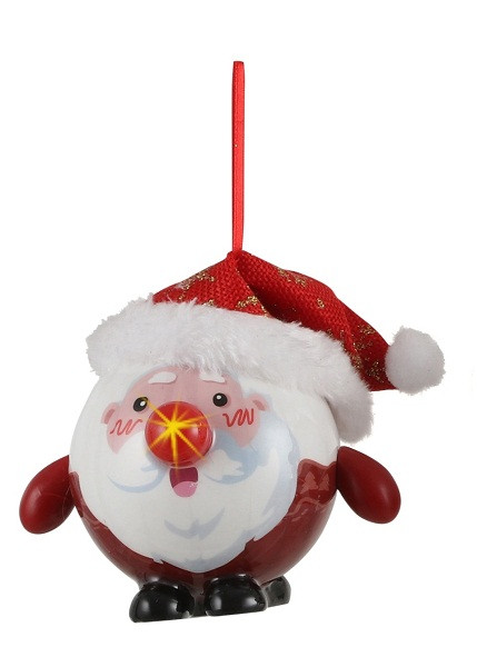 Декоративна прикраса Шар Новорічний LED, 8 см, House of Seasons, Санта золотий