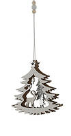Новогоднее деревянное елочное украшение Зимняя сцена 10 см House of Seasons, игрушка на елку из дерева