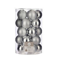 Набір ялинкових кульок House of Seasons 25 шт, іграшки на ялинку кульки 8 см, колір Срібло