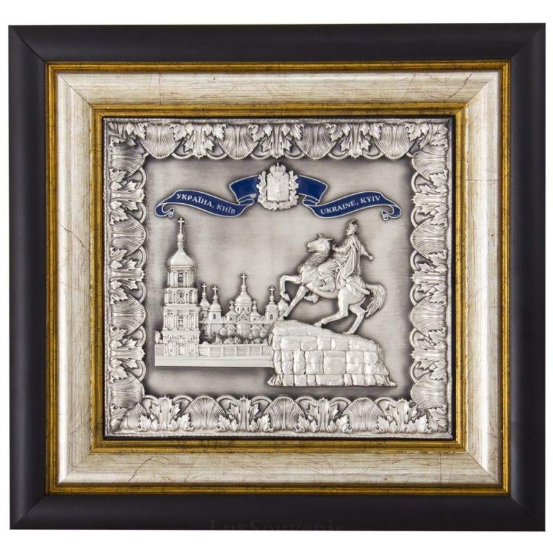 Об'ємне декоративне панно (гальванопластика) під склом "Богдан Хмельницький", фото 1