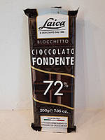 Шоколад гіркий-елітний Laica blocchetto Cioccolato fondente какао бобів 72% Італія 200g