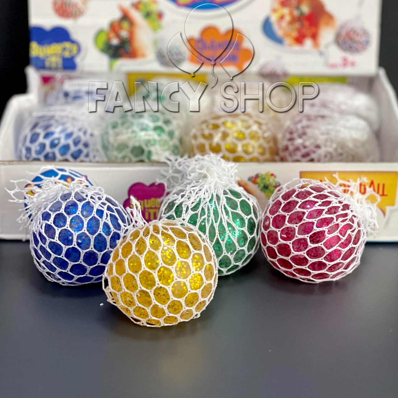 Іграшка антистрес в сітці "Мозги" з блискітками, мікс, Игрушка антистресс "Мозги" 55542, фото 1