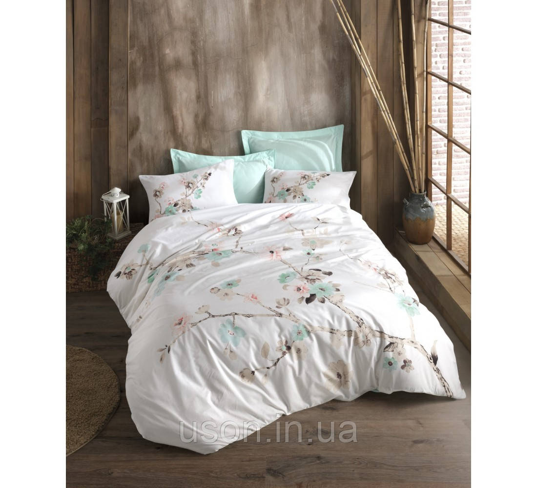 Комплект постільної білизни Cotton box ранфорс євро розмір Mode Line Tender mint