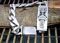 Чоловічий срібний браслет Меч Chrome Hearts 22 см 77 грамів