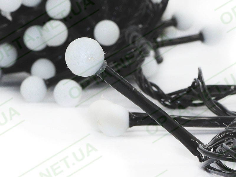 Гірлянда біла матова кругла лампа 100LED (мікс) LED100M-9-2 (чорний дріт)