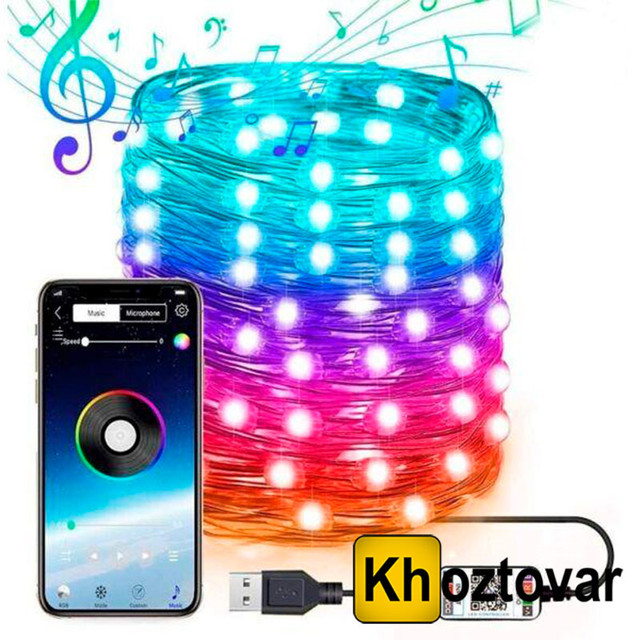 Новорічна світлодіодна розумна гірлянда Bluetooth Xmas Lights | 50 LED | 5М