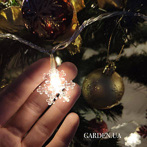 Гірлянда Сніжинки 6 м теплий білий. Причина уцінки - невеликі подряпини на контролері, фото 3