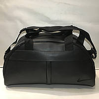 Чорна шкіряна сумка спортивна Nike, Найк (еко шкіра). Чоловіча / жіноча сумка для тренувань, спорту і дороги