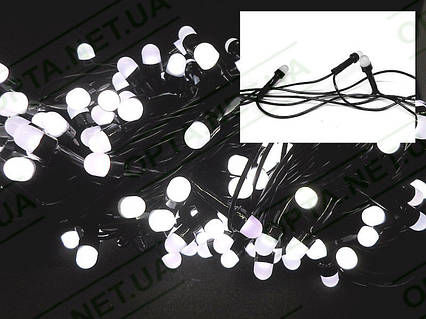 Гірлянда кругла матова лампа 200LED (білий) LED200W-10 (чорний дріт)
