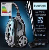 Колбовий пилосос Henschll XN19-87, 4L - 3000W +термостат Два мийні HEPA фільтра, фото 6