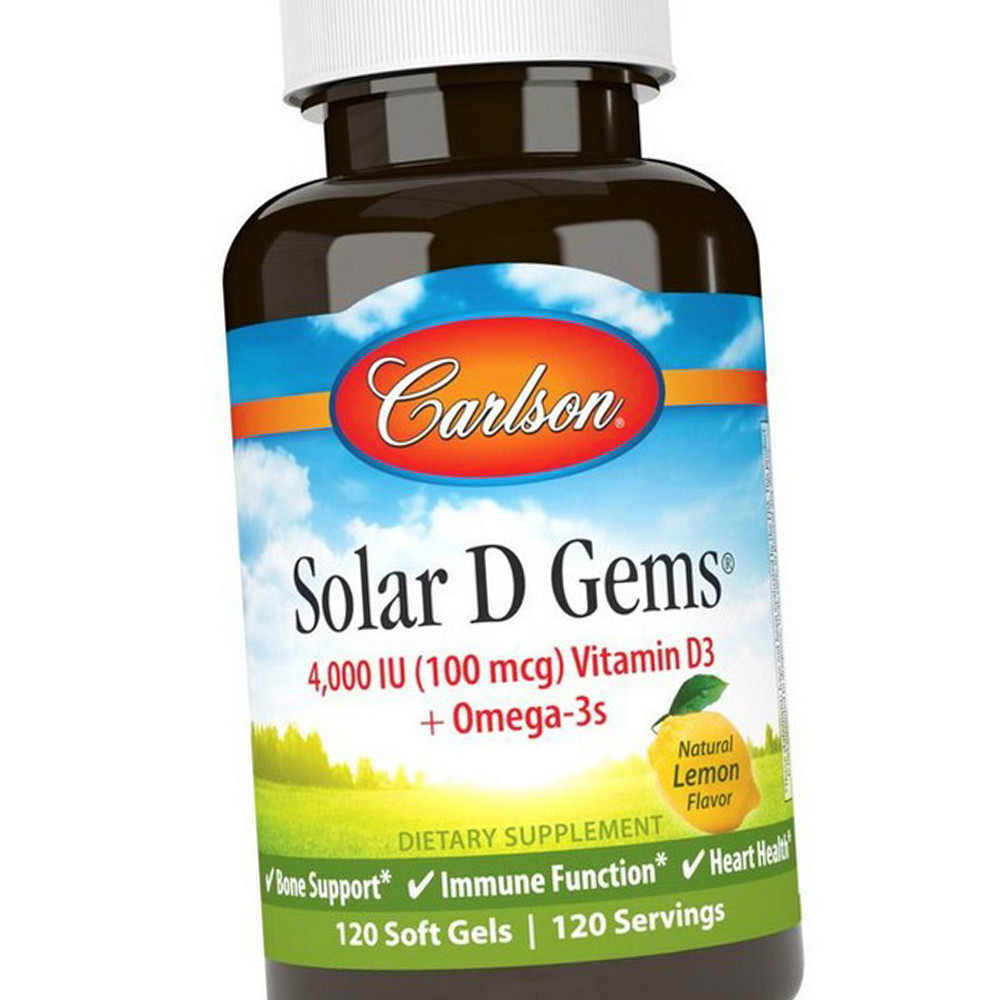 Вітамін Д Омега 3 Carlson Labs Solar D Gems Vitamin D3 Omega-3s 120 капс лимон