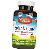 Вітамін Д Омега 3 Carlson Labs Solar D Gems Vitamin D3 Omega-3s 120 капс лимон, фото 6