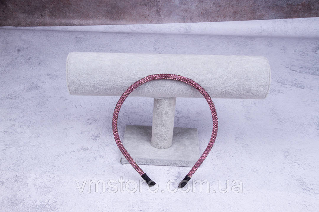 Ошатний, гарний обруч зі стразами, рожевий обідок, фото 1