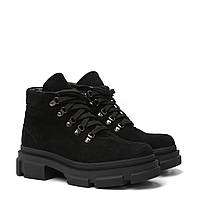 Черные женские ботинки замша на платформе обувь больших размеров 40-44 COSMO Shoes Addy Black Vel BS