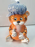 Статуетка скарбничка "Тигр в кепці" керамічна, Символ року, ручної роботи, фото 5