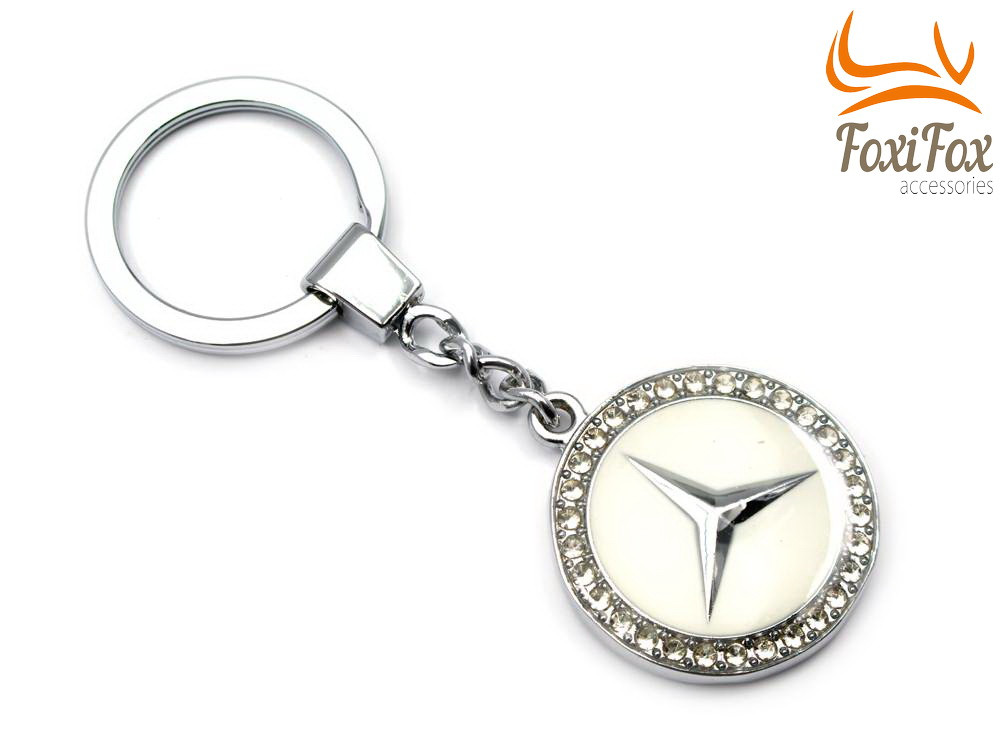 Автомобільний Брелок "Mercedes - Benz" зі стразами ( Хром.)