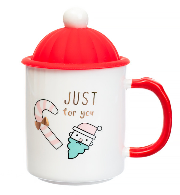Кружка новорічна "Just for you" + ложка, 350 мл, кераміка