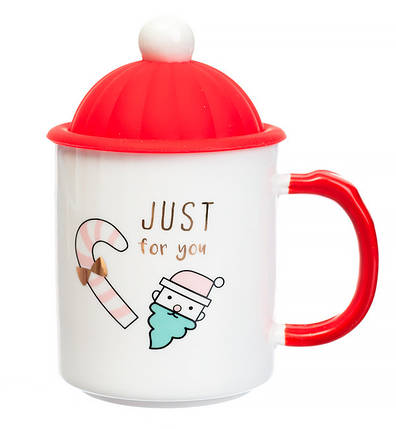 Кружка новорічна "Just for you" + ложка, 350 мл, кераміка, фото 1